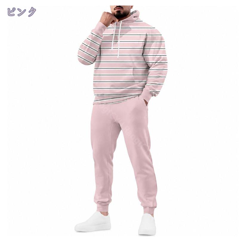 サイバーショップ01のパーカー セットアップ メンズ 体型カバー スウェット 上下セット ジョガーパンツ フード付き 長袖 部屋着 ルームウェア スポーツ トレーニング 秋服 カジュアル 大きいサイズ RaogtCYU｜アングル2