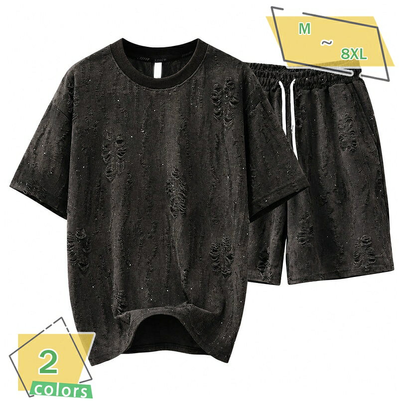 500円OFFクーポン セットアップ メンズ 夏服 上下セット ゆったり 体型カバー 半袖 Tシャツ ハーフパンツ ジャージ カジュアル 部屋着 運動着 ルームウェア 大きいサイズ おしゃれ RaogtCYU