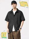 夏服 メンズ 綿100% カジュアル シャツジャケット 半袖 快適 軽い 重ね着風 開襟シャツ トップス 襟付き ゆったり 速乾性 軽い 柔らかい アウター か...