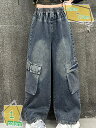 300円OFFクーポン デニムパンツ カーゴパンツ キッズ ジーンズ ロング丈 子供服 男の子 女の子 ゆったり ワイド Gパン ジュニア ボトムス ジーパン ウエストゴム 長ズボン カジュアル かっこいい ストリート 通学 通園 RaogtCYU