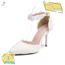 パンプス 結婚式 レディース 靴 シューズ 美脚パンプス 大きいサイズ ウェディング靴 ハイヒール約9cm 花柄 レース ストラップパンプス 歩きやすい 脱げない ピンヒール ポインテッドトゥ 走れるパンプス パーティー 結婚式 RaogtCYU