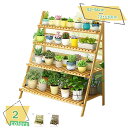 2000円OFFクーポン フラワースタンド 竹製 植物ラック フラワーラック ガーデンラック 庭の植物スタンド 収納棚 折り畳み式 花台 植物棚 鉢植え フラワ...