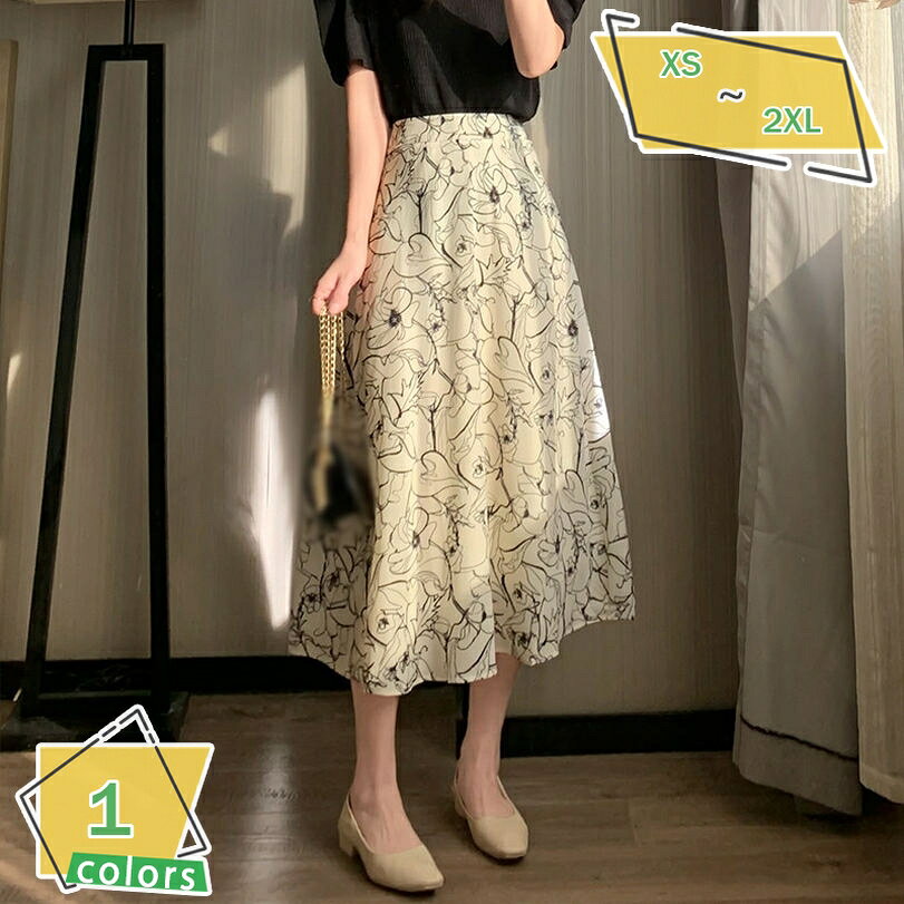スカート レディース 花柄スカート 柄スカート 春 夏 秋 冬 ボトムス 花柄 体型カバー 着回し 着痩せ 美脚 通勤 カジュアル フェミニン エレガント 見映え オシャレ 可愛い 日常 ディリー 上品 20代 30代 40代 RaogtCYU(4)
