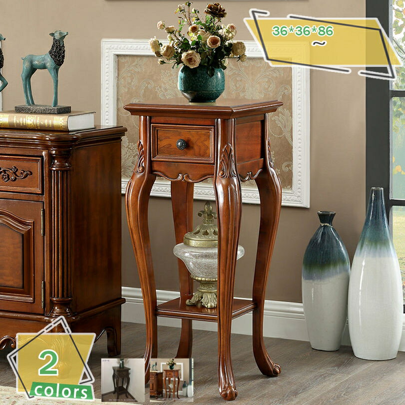 2000円OFFクーポン 花台 木製 スリム アンティーク 天然木 ゴム木 フラワースタンド コンソールテーブ..