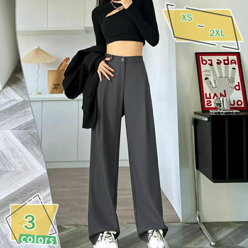 1000円OFFクーポン ワイドパンツ レディース ゆったり スラックス 夏服 オフィス カジュアル ボトムス ズボン カジュアルパンツ ロングパンツ 美脚パンツ 通気性 薄手 涼しい ポケット付き ストレートパンツ イージーパンツ RaogtCYU