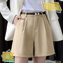 ショートパンツ レディース ハーフパンツ ワンドパンツ 5分丈 スーツパンツ スラックス 半ズボン ハイウエスト Aライン ナチュラル 膝丈 レディース 夏着 ゆったり 短パン 美脚 シンプル カジュアル パンツ RaogtCYU