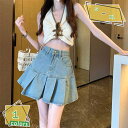 プリーツスカート デニム ハイウエスト 可愛い スカート レディース 夏 ショートスカート 原宿系 デニムスカート セクシー 春 小尻 スリム カジュアル ダメージ加工 動きやすい タイトスカート デニム ショートスカート RaogtCYU