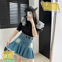 プリーツスカート デニム ハイウエスト 可愛い スカート レディース 夏 ショートスカート 原宿系 デニムスカート セクシー 春 小尻 スリム カジュアル ダメージ加工 動きやすい デニム 裾切りっぱなし ショートスカート RaogtCYU