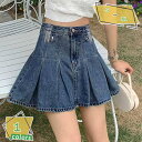 プリーツスカート スカート レディース 原宿系 デニム ゆったり 着痩せ 小尻 タイト ジーンズ カジュアル 可愛い フェミニン きれいめ カッコイイ おしゃれ お出かけ デイリー 普段着 デニムスカート スカート 動きやすい RaogtCYU