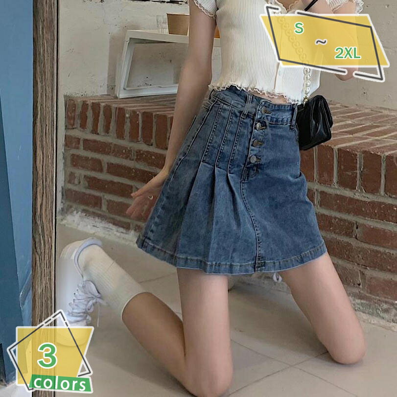 500円OFFクーポン デニムスカート レディース 春夏 ファッション バイカラー プリーツ ミニ丈 無地 カジュアル キュート 大人 セレカジ デート 普段着 プリーツスカート デニム ミニスカート フリルスカート ショートスカート 動きやすい RaogtCYU