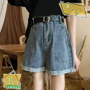 レディース デニム パンツ 夏 ショートパンツ シンプル ジーンズ ズボン ハイウエスト パンツ おしゃれ ワイドパンツ ボトムス スリム 半ズボン 無地 ズボン お洒落 デニム 半ズボン 通勤 通学 デート パンツ RaogtCYU