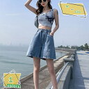 デニム ショート パンツ レディース 大きいサイズ デザイン 脚長 シルエット 着回し ショートデニム ゴム 伸縮性 ヨガウェア ジーンズ ボトムス 美尻 ダンス スタイリッシュ 美脚 食事会 女子会 成人式 RaogtCYU