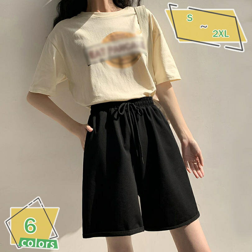 ハーフパンツ レディース 体型カバー カジュアル ゆったり 大人 女性 5分丈 大きいサイズ 膝丈 かわいい ウエストゴム 夏 涼しい ゴルフ スポーツ 20代 30代 40代 50代 60代 おしゃれ カジュアル 普段着 RaogtCYU