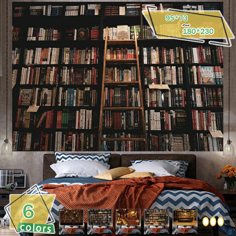 300円OFFクーポン タペストリー 本棚模様 大判 インテリア 多機能ホーム おしゃれ 間仕切り  ...