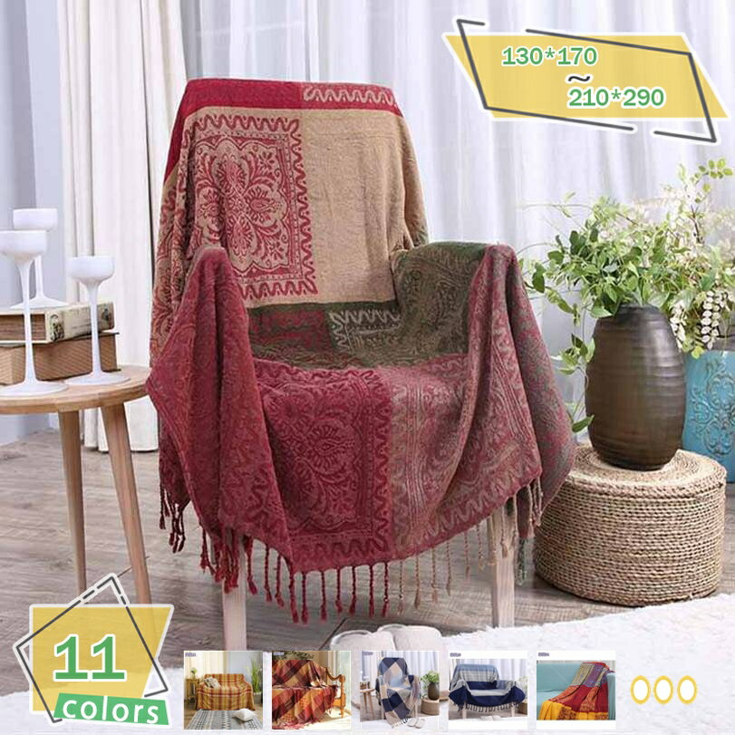 1000円OFFクーポン ソファカバー マルチカバー ソファ保護カバー クラシック・アンティーク風 多機能 マルチクロス 汚れ防止 おしゃれ 北欧風 レトロ ブランケット 炬燵 こたつ 上掛け 優しい色味のブランケット ノルディック 年中使用できる RaogtCYU