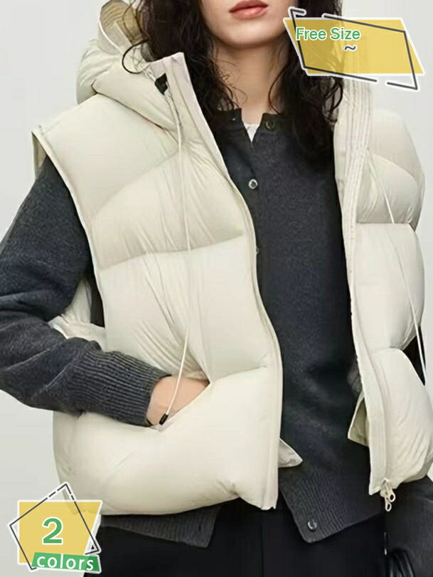 760円OFFクーポン ダウンベスト レディース フード付き アウター 暖かい 軽量 防風 防寒 アウターコート 上着 可愛い 無地 あったか ショート丈 春秋冬服 厚手 保温 カジュアル 日常 インナーダウン RaogtCYU
