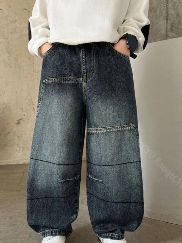 500円OFFクーポン デニムパンツ キッズ 男の子 子供服 ジーンズ おしゃれ ダンス衣装 ウェストゴム ロングパンツ ジュニア ゆったり 長ズボン ヒップホップ カッコイイ 春秋 通園 通学 普段着 RaogtCYU