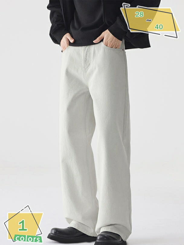 1600円OFFクーポン メンズ ズボン ロングパンツ ジーンズ ワイド デニム パンツ ゆったり ストレート カジュアル オフィス おしゃれ ファッション 春秋 無地 RaogtCYU