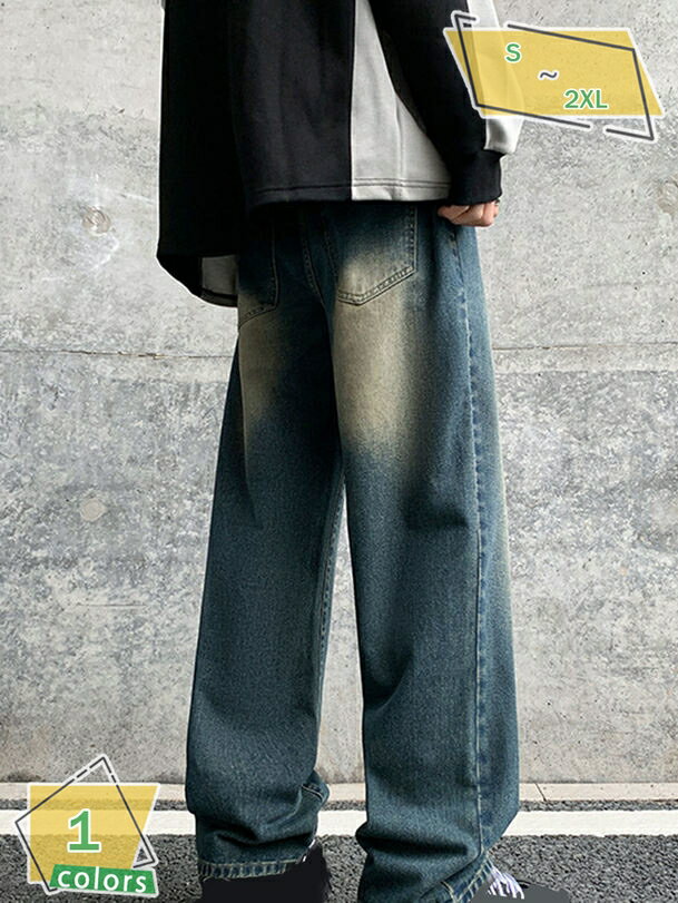500円OFFクーポン メンズ デニム ストレートパンツ ワイド ゆったり デニムパンツ ストレッチ ボトム ジーパン ジーンズ RaogtCYU