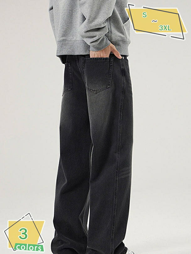 Shoe-Cut Pants - 1000円OFFクーポン ジーンズ メンズ ワイド デニムパンツ ズボン ゆったり ルーズ リラックスパンツ 体型カバー カジュアル シンプル オシャレ RaogtCYU