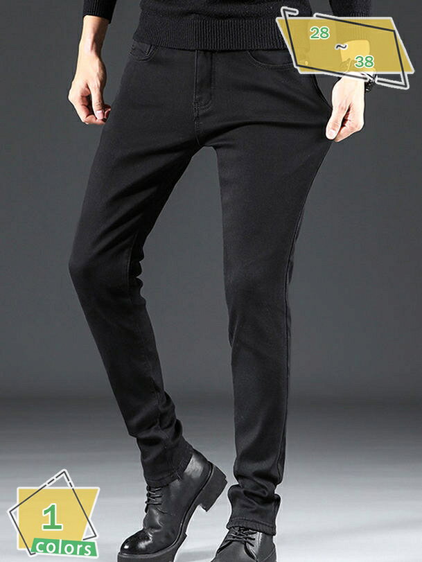 Skinney Pants - 500円OFFクーポン デニムパンツ ストレッチ メンズ 裏起毛 裏ボア 厚手 秋冬 ジーンズ ジーパン 保温 スキニー デニム 長ズボン ボトムス テーパード 暖かい あったかいパンツ RaogtCYU
