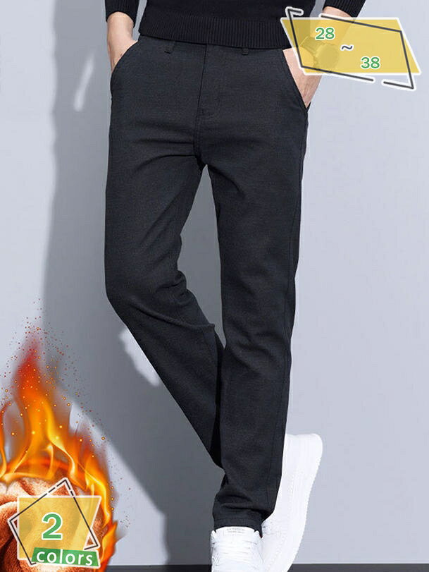 Skinney Pants - 裏起毛 パンツ メンズ 冬 ズボン 裏フリース チノパン 防風 防寒 スリムパンツ 細身 美シルエット おしゃれ 無地 ビジネス 通勤 シンプル 秋冬服 RaogtCYU