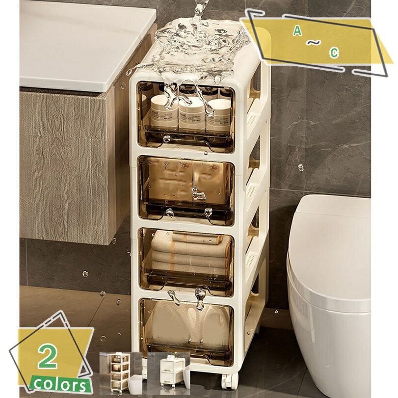 300円OFFクーポン ワゴン 収納ラック キッチンワゴン カート キャスター付き 引き出し付き 透明 スリム..