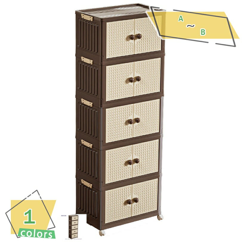 収納ボックス 扉付き折り畳みコンテナ 組立簡単クローゼット おしゃれ収納ケース キャスター付き 強い耐荷重 一体型5段式ボックス 衣類収納 折りたたみボックス 磁石開閉式 厚み 収納ケース 扉付き 折り畳み式コンテナ(3.0)