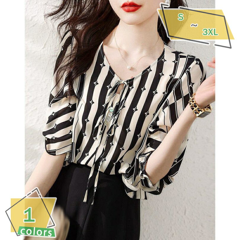 ふんわり袖 シフォンブラウス タック Vネック カットソー バルーン袖 五分袖 大きいサイズ レディース 半袖 シャツ 簡単お洒落 春 夏 ゆる ゆったり 可愛い 黒白 トレンド 女性 大人 コーデ ファッション お出かけ 白シャツ RaogtCYU