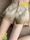 1000円OFFクーポン デニムショートパンツ 大きいサイズ レディース ショートパンツ デニム ダメージ加工 ハイウエスト カットオフ フリンジ クラッシュ ジーンズ パンツ 通勤 通学 ブルーショートパンツ デニム レディース ダメージ RaogtCYU