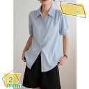 500円OFFクーポン ブラウス シャツ レディース シフォン トップス 夏 半袖 ホワイト 襟付き Vネック パフスリーブ 少女感 おしゃれ 可愛い レトロ 前開き ロマンチック 通勤 フォーマル 日常 カジュアル 夏 通学 お出掛け 事務服 半袖シャツ RaogtCYU
