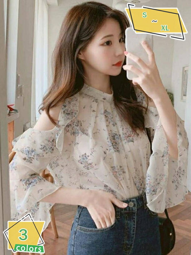 シフォンブラウス レディース シャツ 花柄 ブラウス お洒落 半袖シャツ ボウタイ 可愛い Vネック オフィス カジュアル 通勤 OL 通学 トップス 七分袖 シフォンシャツ リボンタイ シャツ ゆったり 普段着 仕事着 ボウタイブラウス RaogtCYU