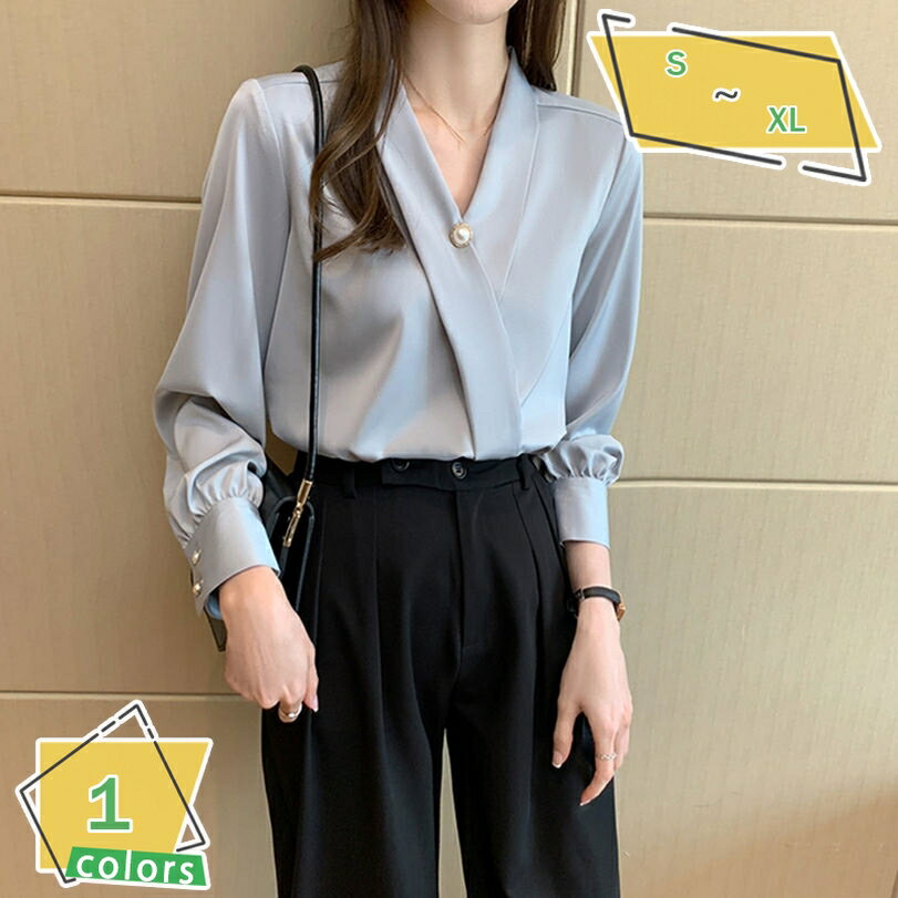 vネック ブラウス 長袖 レディース トップス おしゃれ 上品 長袖ブラウス 白ブラウス きれいめ エレガント フェミニン シャツブラウス リボンタイ 可愛い 上品 ビジュー付き きれいめ 女子会 二次会 カジュアル 通勤 OL RaogtCYU