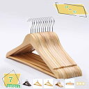 木製ハンガー 滑り止め凹みとズボンバーが付いた衣類ハンガー 型崩れ防止 360度回転薄型洋服ハンガー スーツ シャツ ジャケット コート用 天然の美しい木目 10本組セット 収納整薄型洋服ハンガー スーツ シャツ ジャケット コート用 RaogtCYU
