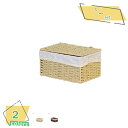 収納 バスケット ペーパーバスケット フタ付き 約 幅30×奥行20×高さ15cm 収納かご カゴ 籠 小物入れ 小物収納 収納ケース 蓋付き リビング 卓上収納 トイレ