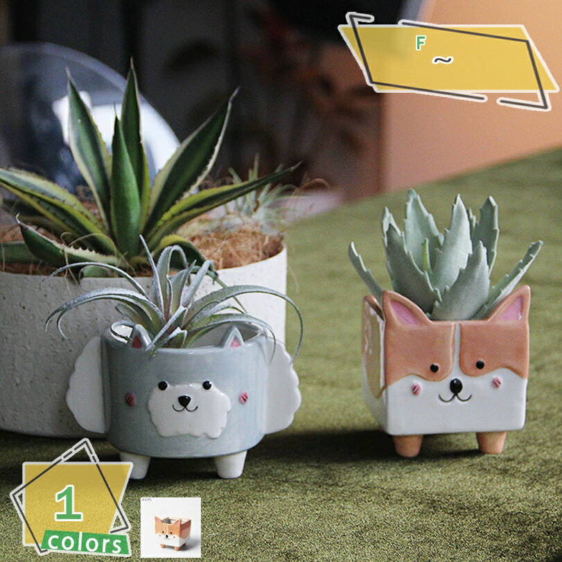 アニマルオブジェ 鉢植え ミニ陶器鉢 デスク装飾 プランツ用容器 小型植木鉢 置物ガーデンオブジェ 北..