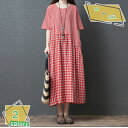 300円OFFクーポン ワンピース レディース 夏 綿麻 ワンピース チェック柄 ワンピース 春夏ワンピ きれいめ ゆったる ワンピース ロングワンピース リゾ...