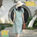 チャイナワンピース レディース 綿麻 チャイナドレス 半袖 V襟 ロング丈 ナチュラル ゆったり 体型カバー カジュアル フォーマル 民族風 ドレス チャイナ服 チャイナ風 マキシ丈 花柄 唐装 中国風 中華風 ママ RaogtCYU