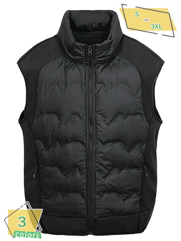 1000円OFFクーポン ダウンベスト メンズ ベスト ファスナー シンプル アウター 防寒 防風 ノースリーブ..