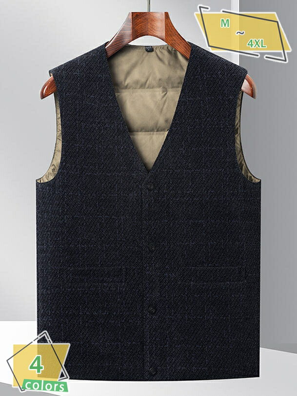 1000円OFFクーポン ダウンベスト メンズ 前開き Vネック ベスト ビジネス 紳士 シンプル トップス 通勤 無地 スリム 細身 インナーダウン ジレ チョッキ 春 秋 冬 RaogtCYU