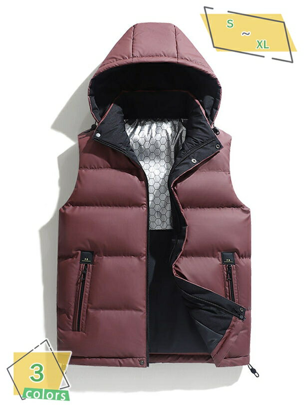 500円OFFクーポン ベスト メンズ 中綿ベスト フード付き あったか ダウンアウター 防寒 暖かい 秋冬 撥水 おしゃれ ジップアップ 保温性 中綿入り 防寒コート ノースリーブ RaogtCYU
