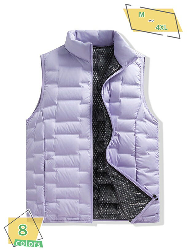 500円OFFクーポン メンズ ダウンベスト 立ち襟 ショート丈 ジップアップ ダウン80% 秋冬 アウター 無地 男女兼用 防寒ベスト スタンドカラー カジュアル 普段着 通勤 プレゼント RaogtCYU