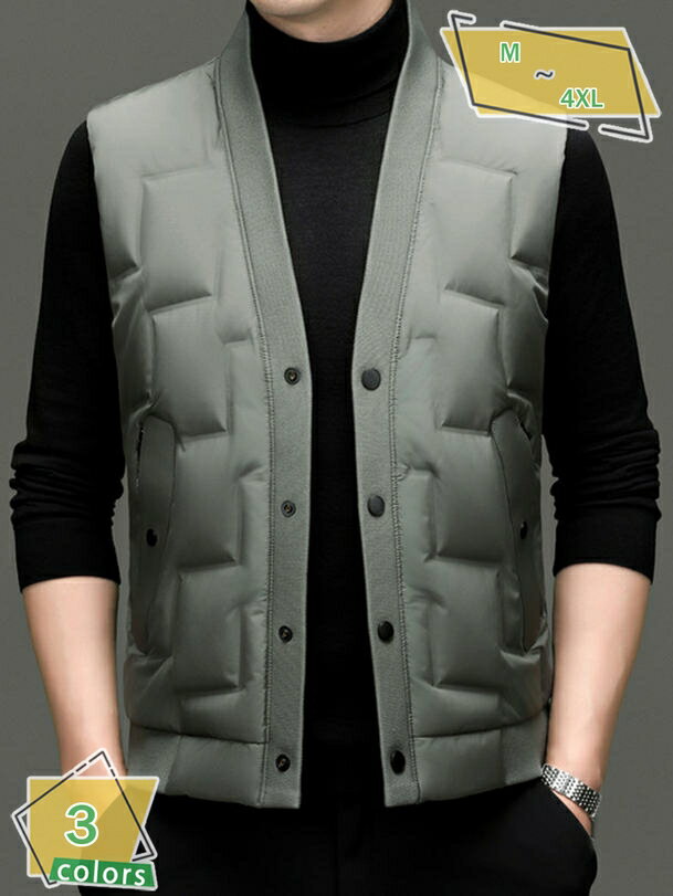 1000円OFFクーポン Vネック ダウンベスト ジレ メンズ ライトダウン アウター 軽い 暖か あたたかい 防寒 無地 シンプル ショート丈 秋 冬 春 大人 おしゃれ RaogtCYU