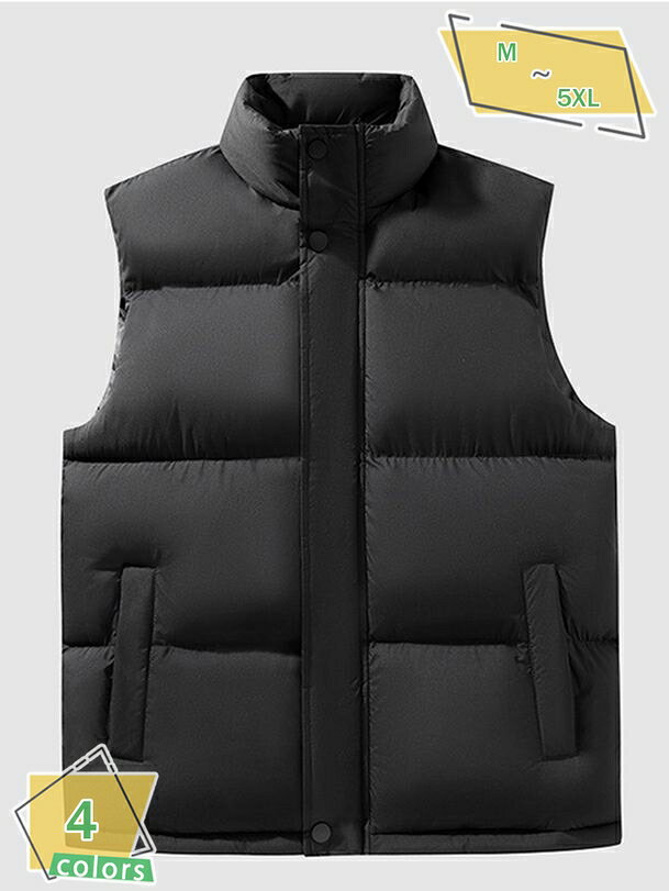 1600円OFFクーポン 中綿ベスト メンズ 防寒ベスト 無地 厚手 防風 暖かい 冬服 アウター ゆったり ダウンコート ノースリーブ 袖なし アウトドア 登山 ゴルフ RaogtCYU