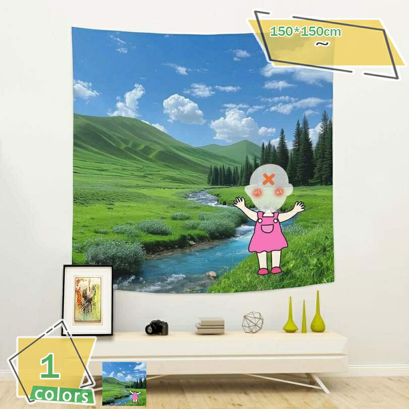 来図カスタマイズ タペストリー 背景タペストリー 緑の森の木 草原 湖 青空 ホリデータペストリー リビングルーム ベッドルーム 壁掛け装飾用 壁掛け 寮 リビングルーム ベッドルーム ホームデコレーション RaogtCYU