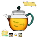 1600円OFFクーポン ガラス ティーポット ティーサーバー 茶漉し要らず 茶こし付き 耐熱ガラス ガラス製持ち手 ガラス製ポット ガラス急須 ジャンピング ...