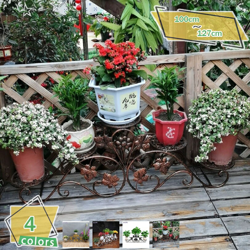 1000円OFFクーポン アイアン ガーデンラック 花台 鉢植え スタンド 室内 屋外 フラワーラック 転倒防止 黒 植木鉢台 盆栽棚 プランタースタンド 猫脚付 おしゃれ アンティーク 北欧 ガーデニング棚 インテリア雑貨 リビングルーム RaogtCYU