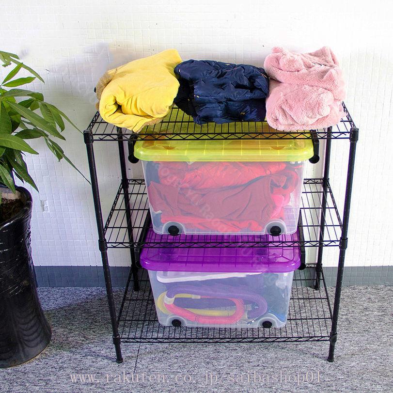 ラック 棚 おしゃれ キッチン シェルフ ワイヤーラック カラースチールラック 3段 幅90cm ブラック 高耐荷重 アジャスター付き マットカラー 収納棚 スチールラック キッチンラック インテリアラック RaogtCYU [2]