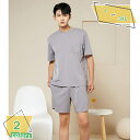 パジャマ メンズ 春夏秋 ポリエステル繊維 ゆったり 部屋着 柔らかく軽い薄手の快適Tシャツ 2点セット Vネック ルームウェア 吸汗速乾 静電気防止 入院用 ...