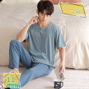 パジャマ メンズ 春夏秋 ポリエステル繊維 ゆったり 部屋着 柔らかく軽い薄手の快適Tシャツ 2点セット 適度なストレッチ ルームウェア 吸汗速乾 静電気防止 ...